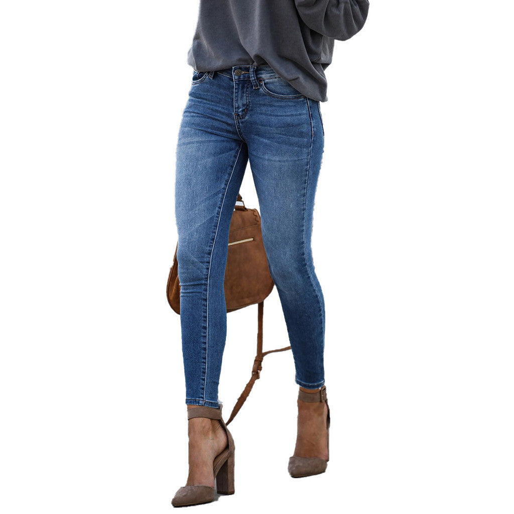 Women's Slim Fit Cropped Denim Jeans - Everyday Style