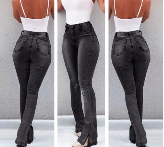 Aura High-Rise Split Hem Flare Jeans