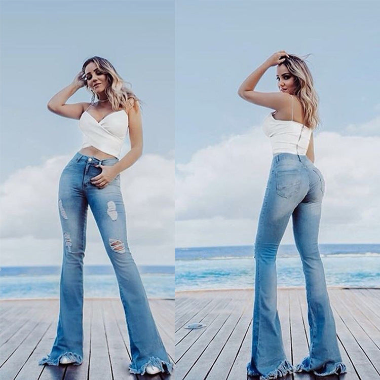 Aria High-Waist Belted Flare Jeans