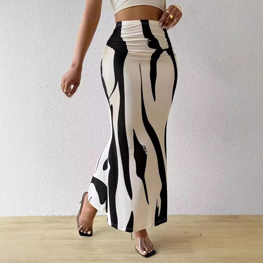 Women's Printed & Solid Midi Skirt - Bodycon Pencil Style