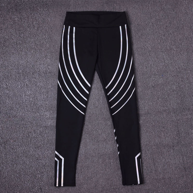 High Waisted Reflective Stripe Performance Leggings for Active Living