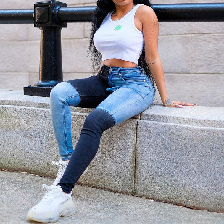 Aria Vintage Two-Tone Skinny Jeans