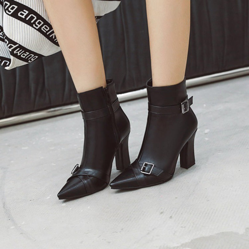 Elegant Pointed Toe High Heel Ankle Boots