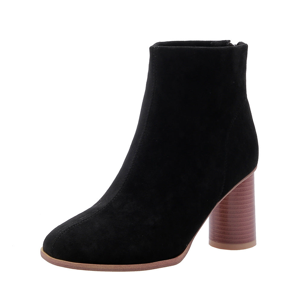 Chic Frosted Block Heel Ankle Boots