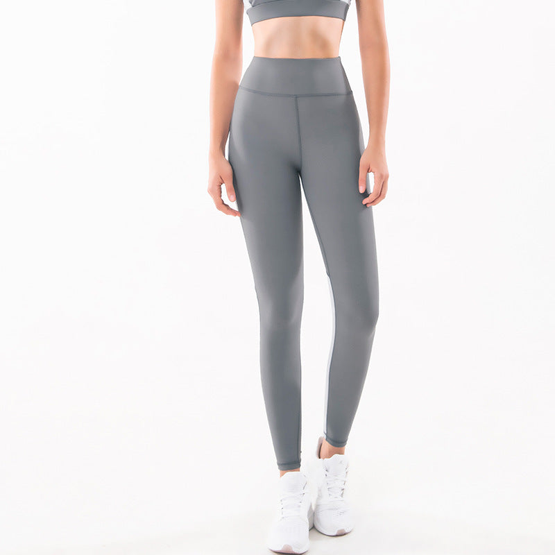High Waisted Quick Dry Fitness Leggings with Color Block Design