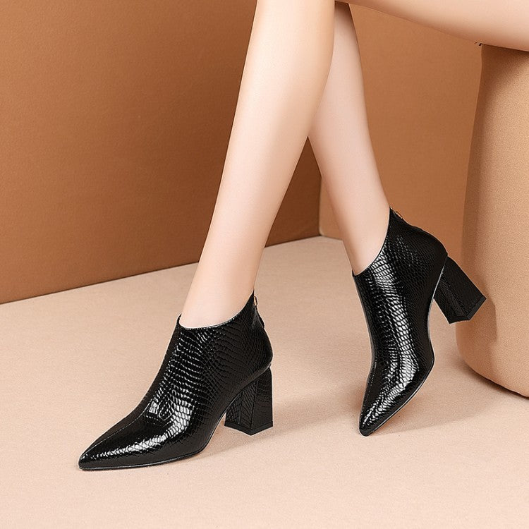 Elegant Embossed Leather Ankle Boots