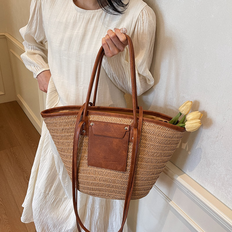 Chic Straw Woven Tote Bag for Summer & Beach - Women's Handbag