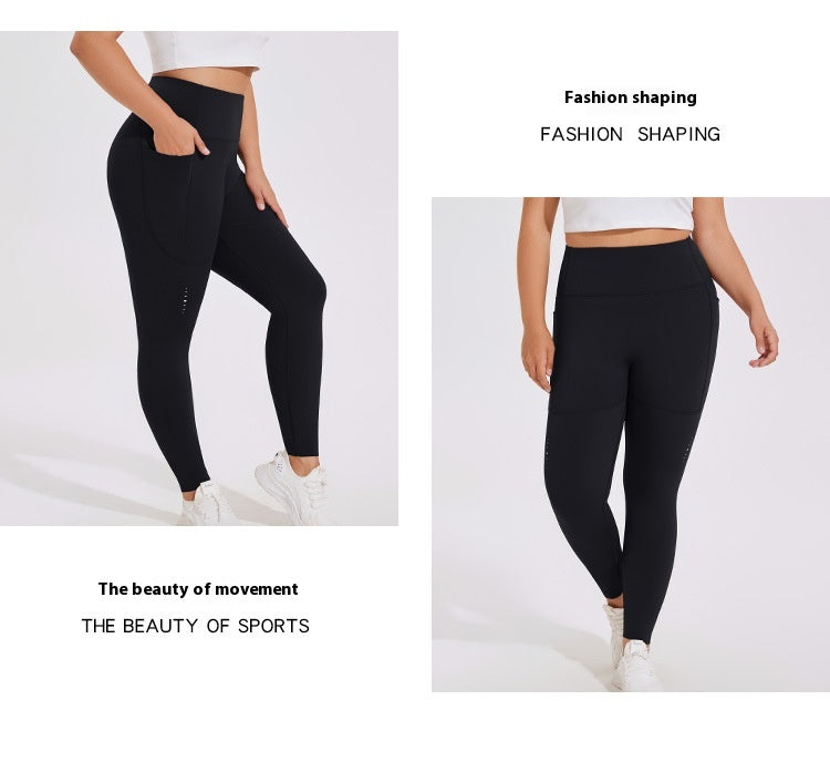 High Waist Hip Lift Yoga Leggings with Side Pockets for Active Fitness