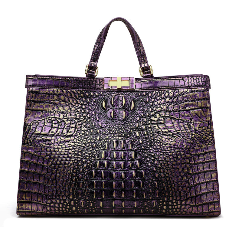 Large Capacity Crocodile Embossed Gradient Shoulder Crossbody Handbag