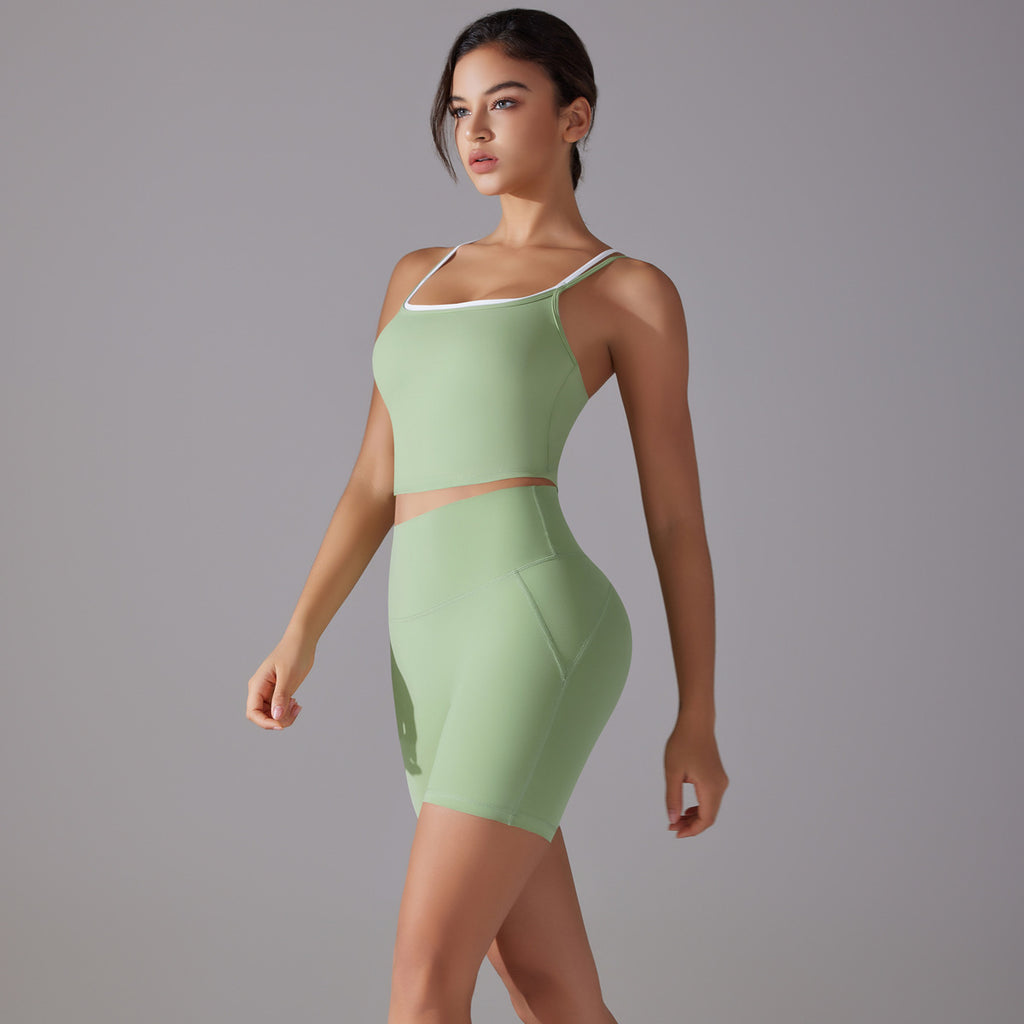 Women's Seamless Activewear Fitness Yoga Crop Top and Biker Shorts Matching Set