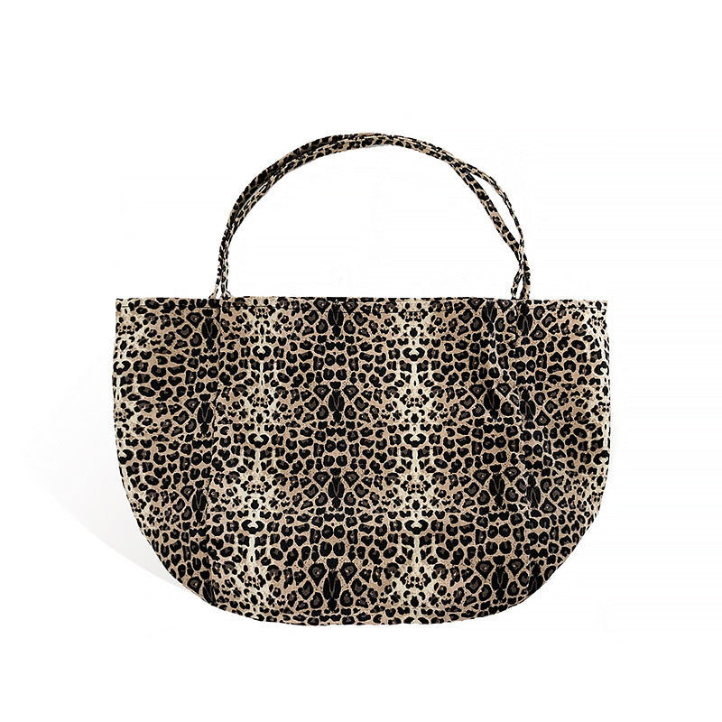 Chic Leopard Canvas Tote Bag - Large Capacity Shoulder Bag