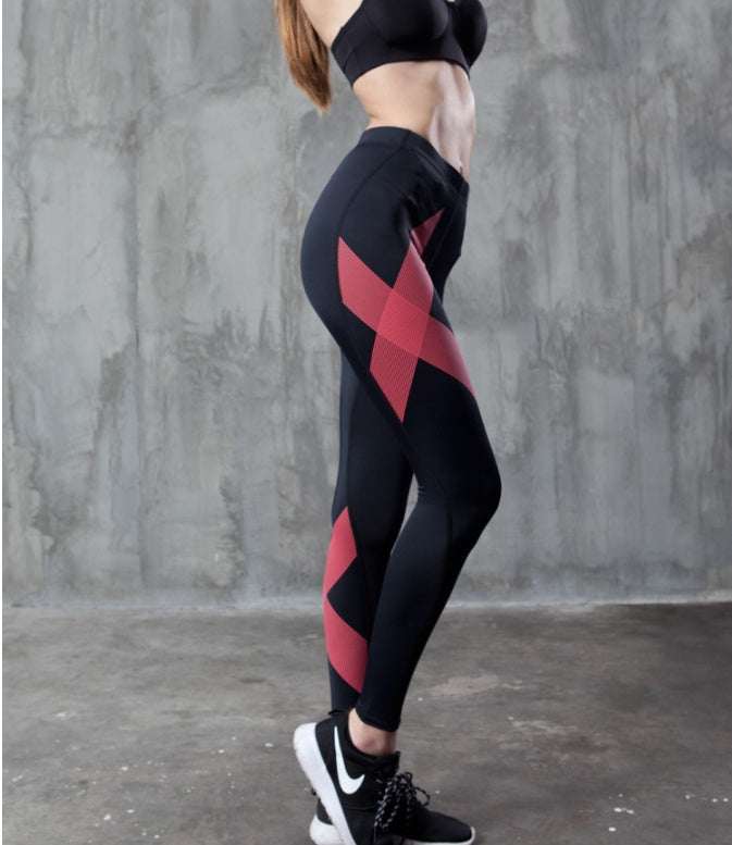 High Waisted Activewear Leggings with X Pattern for Workouts and Training