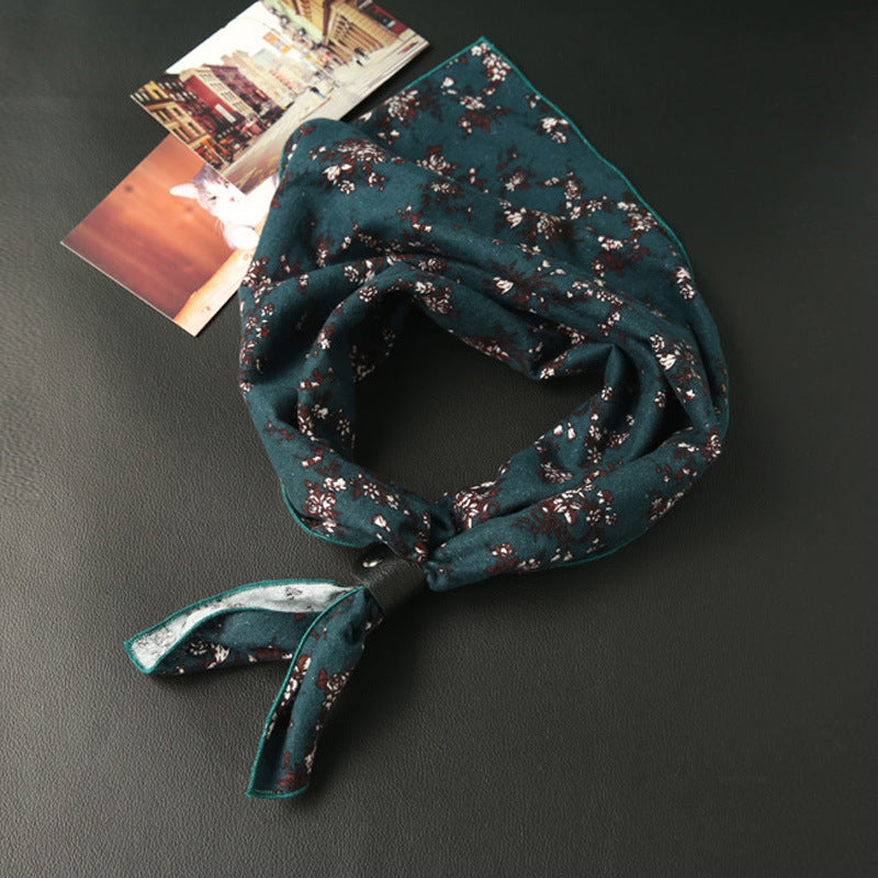 Elegant Women's Cotton Square Scarf - Bird Print