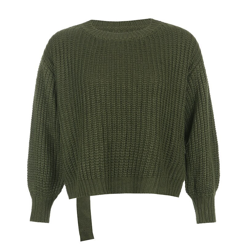 Chic Ribbed Knit Long Sleeve Cropped Sweater for Effortless Style
