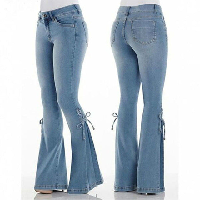 Aria High-Waist Belted Flare Jeans