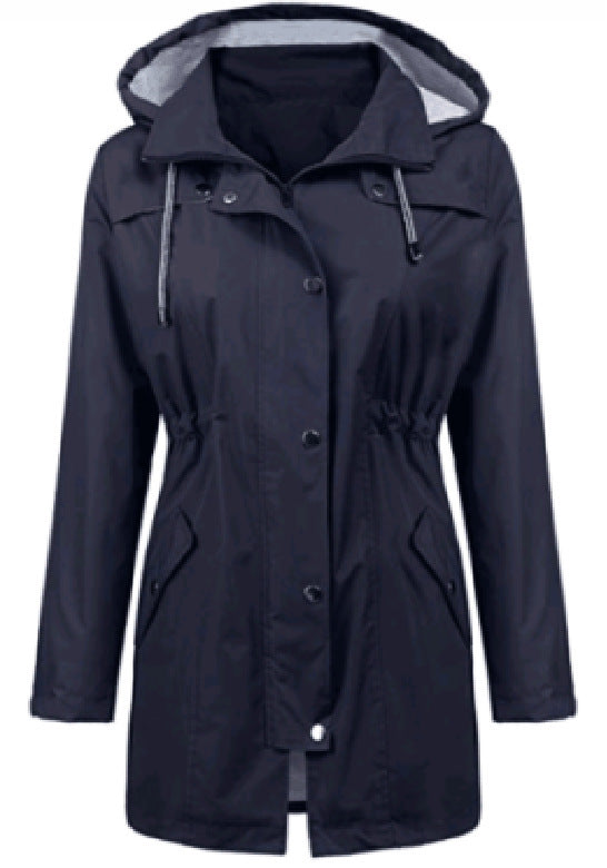 Women's Lightweight Hooded Trench Coat - Stylish & Water-Resistant