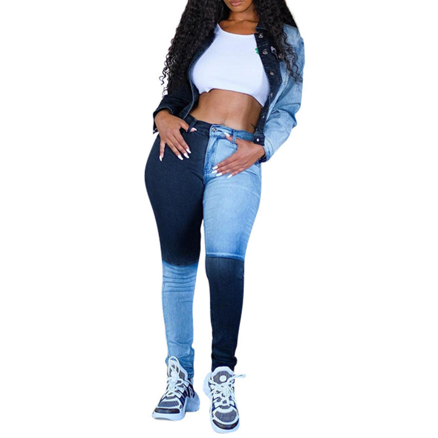 Aria Vintage Two-Tone Skinny Jeans