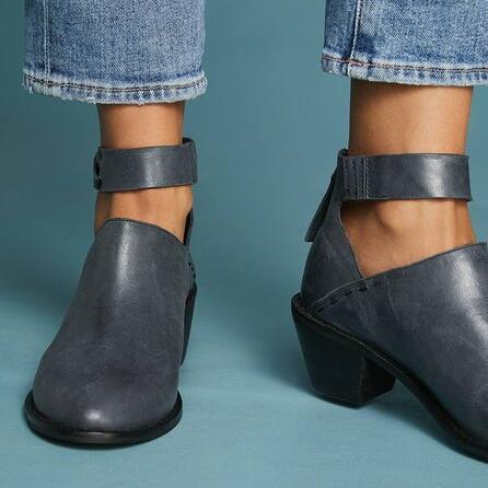 Stylish Women's Ankle Boots - Mid Heel Vintage Design