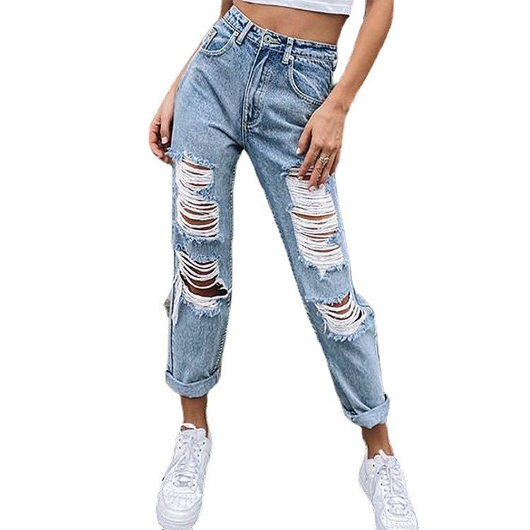 Women's Mid-Rise Ripped Jeans - Ariana Vogue