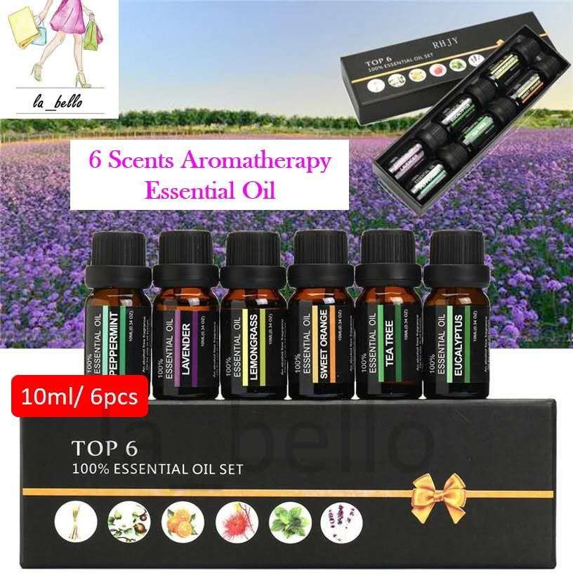 Aromatherapy Essential Oil Set - 6 Natural Scents