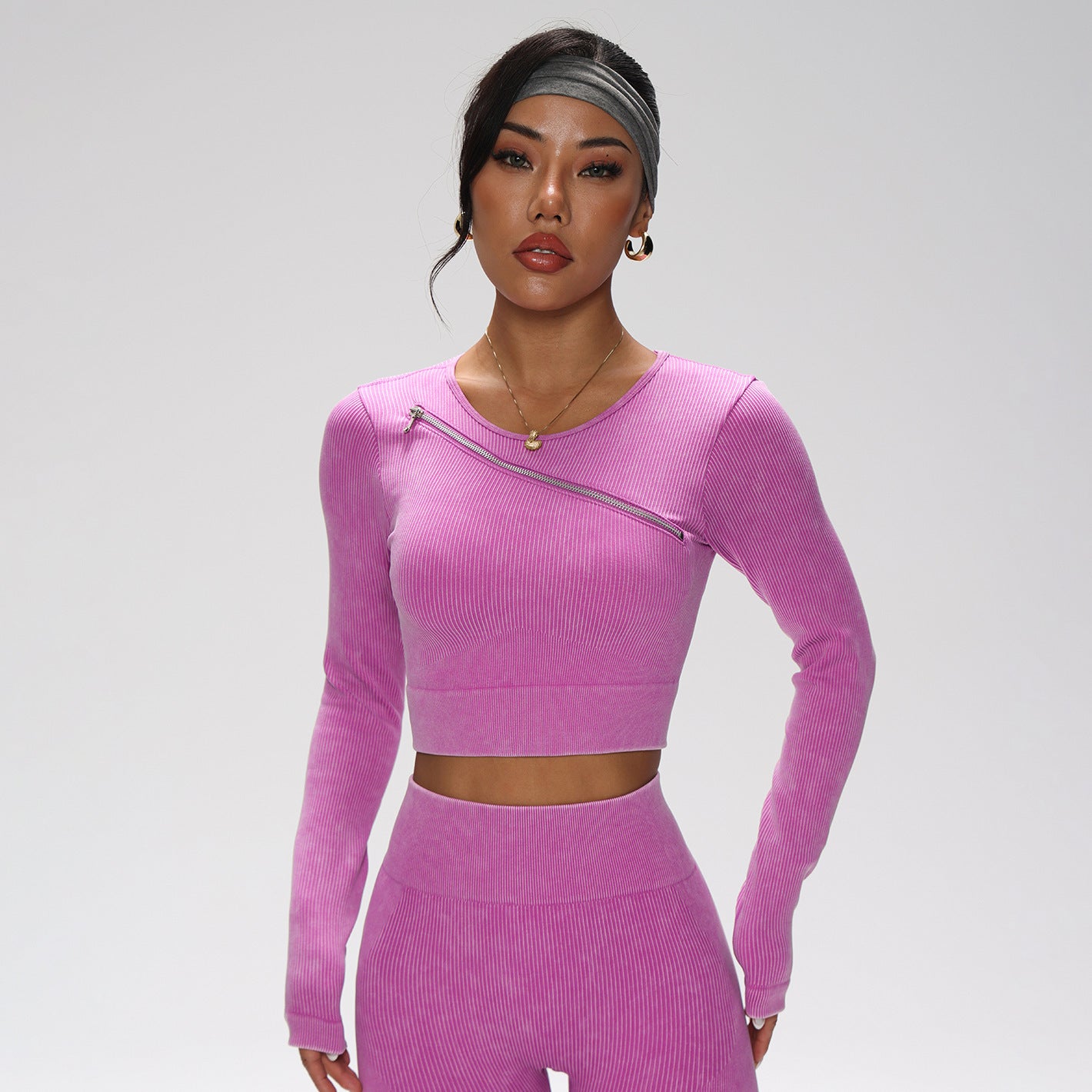 Elevated Ribbed Yoga Workout Sports Crop Top and High Waist Leggings Set