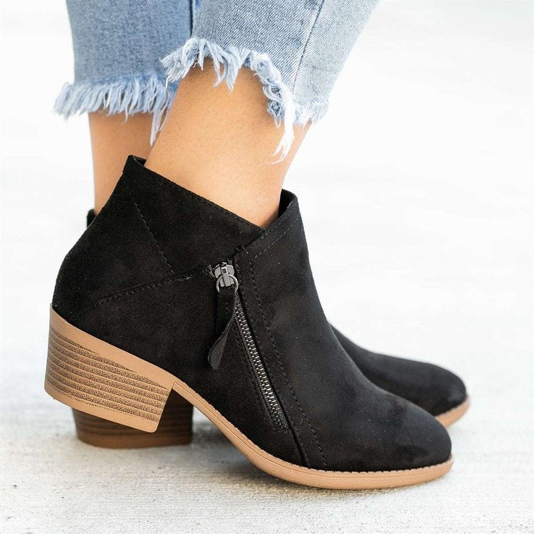 Chic Suede Side-Zip Ankle Boots