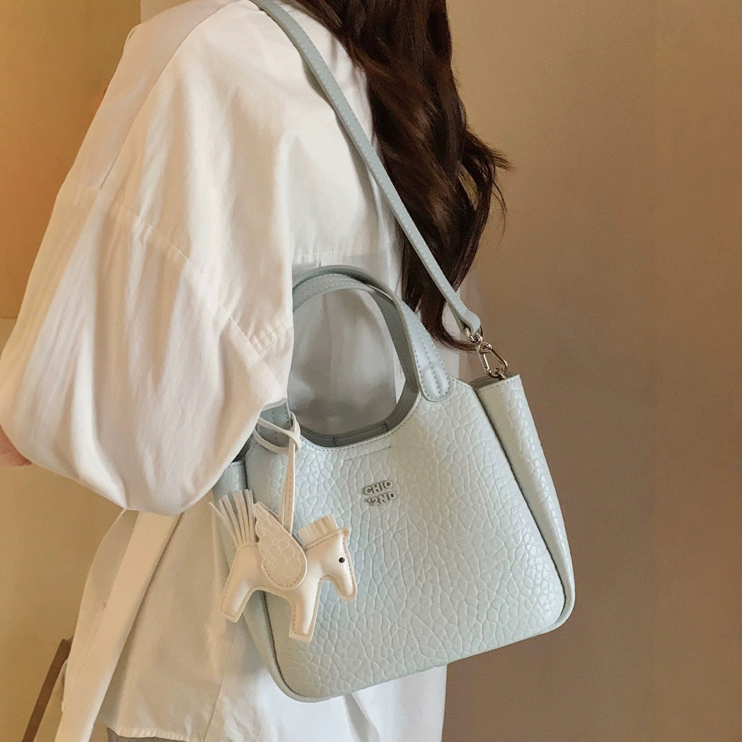 Chic Light Blue Mini Tote Bag with Shoulder Strap