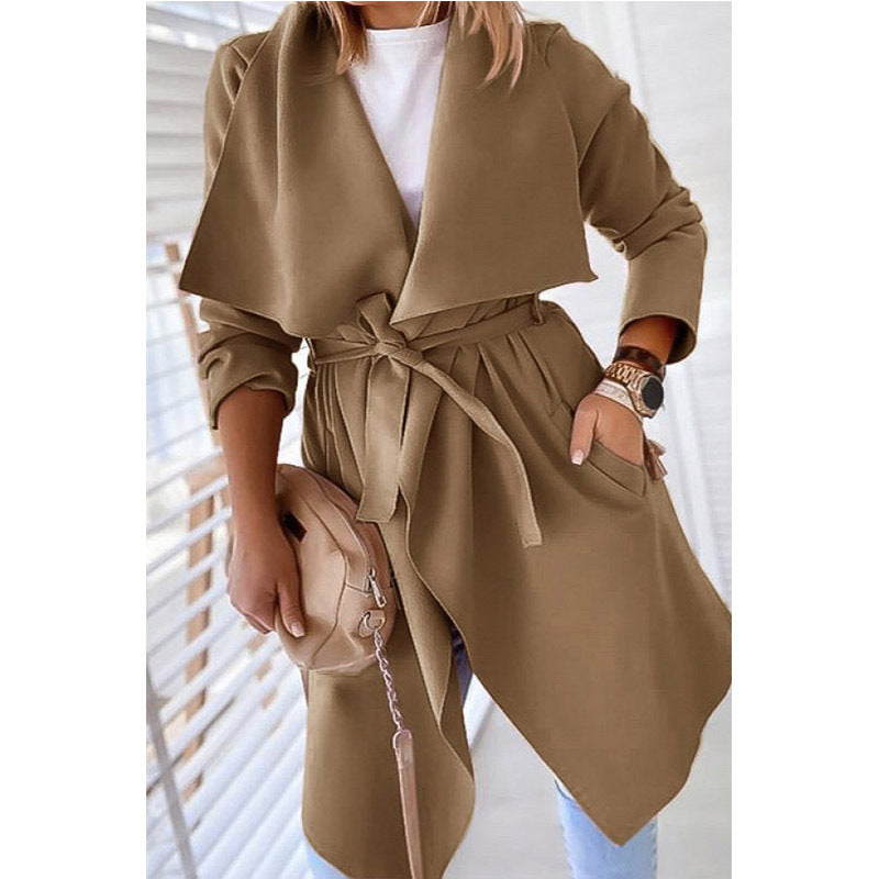 Sofia Belted Waterfall Trench Coat