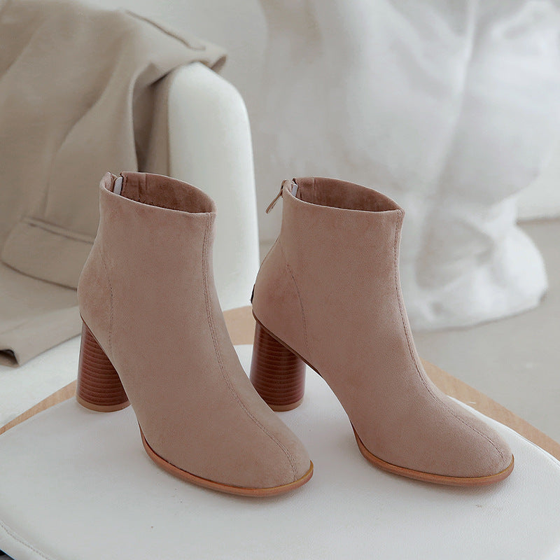 Chic Frosted Block Heel Ankle Boots