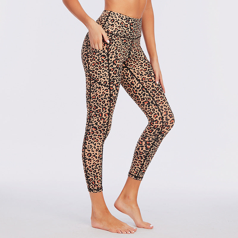 High Rise Leopard Print Moisture Wicking Performance Leggings