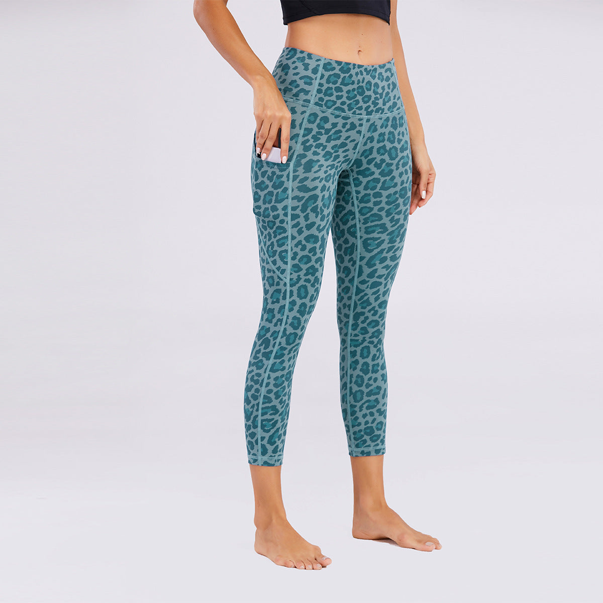 High Rise Leopard Print Moisture Wicking Performance Leggings