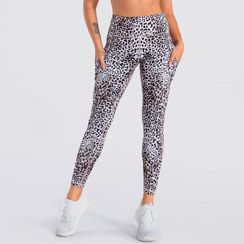 High Rise Leopard Print Moisture Wicking Performance Leggings