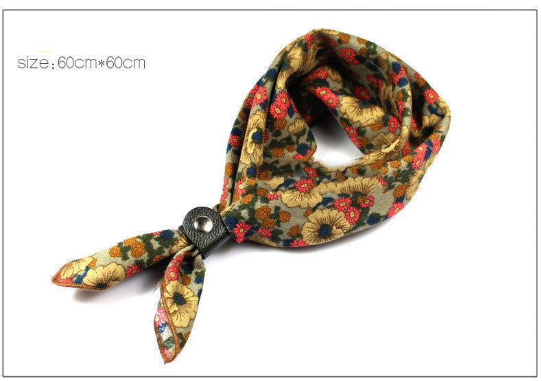 Retro Floral Cotton Bandana Scarf - Unisex Style
