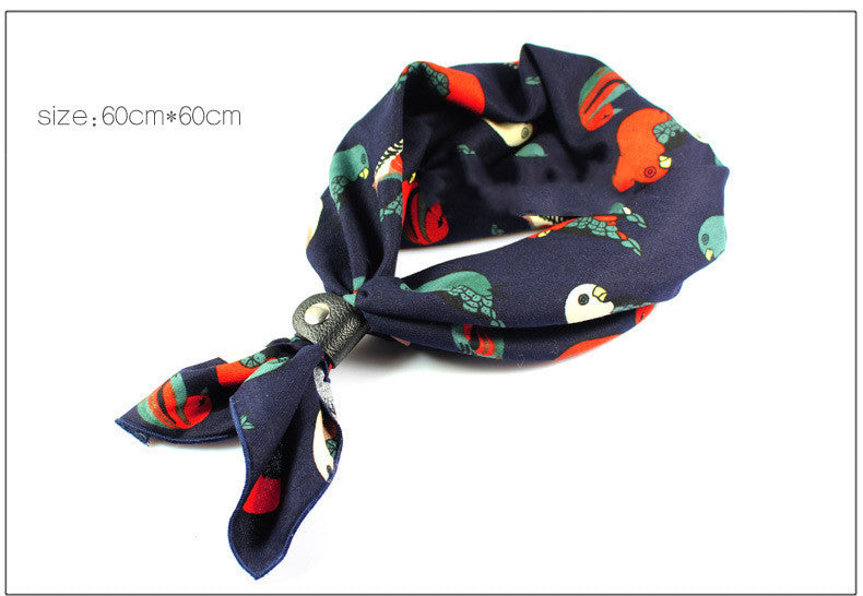 Retro Floral Cotton Bandana Scarf - Unisex Style