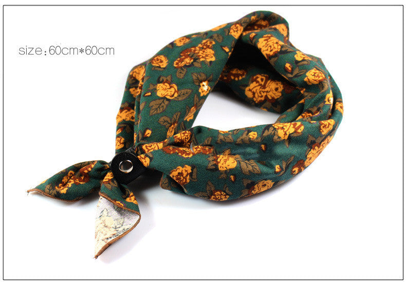 Retro Floral Cotton Bandana Scarf - Unisex Style