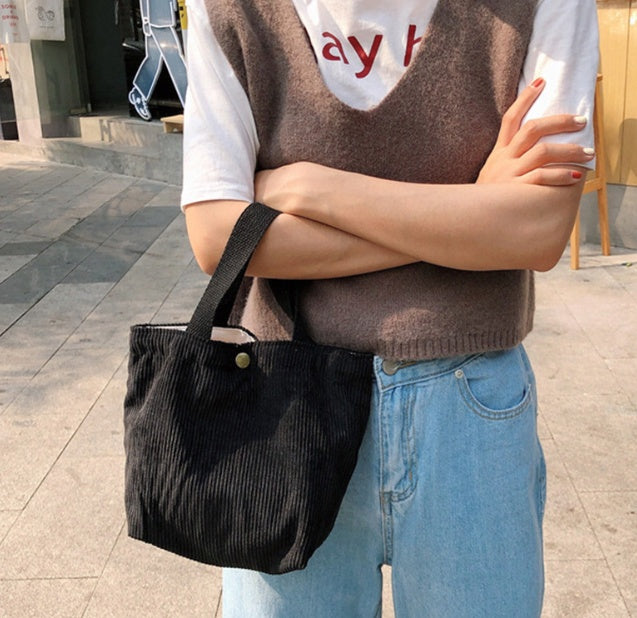 Mini Corduroy Everyday Tote Bag - Stylish & Eco-Friendly