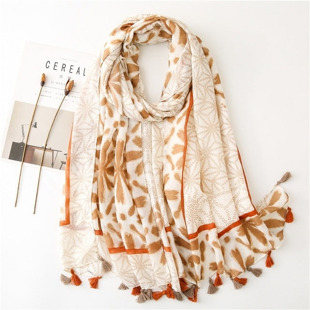 Autumn Fashion Scarf for Women - Soft Rayon Print