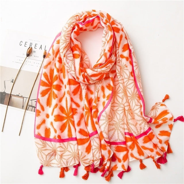 Autumn Fashion Scarf for Women - Soft Rayon Print