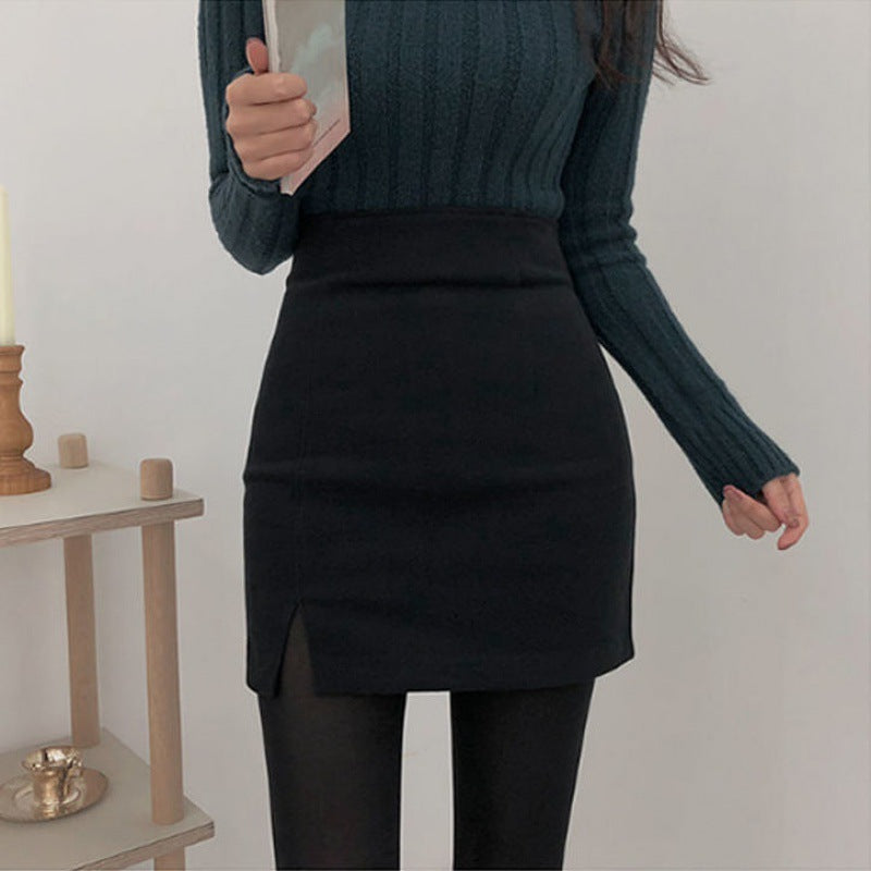 Flattering High Waisted Stretch Mini Skirt with Stylish Side Slit Detail
