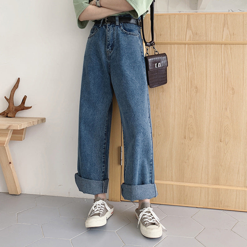 Effortless Women's High Waist Wide Leg Denim Jeans