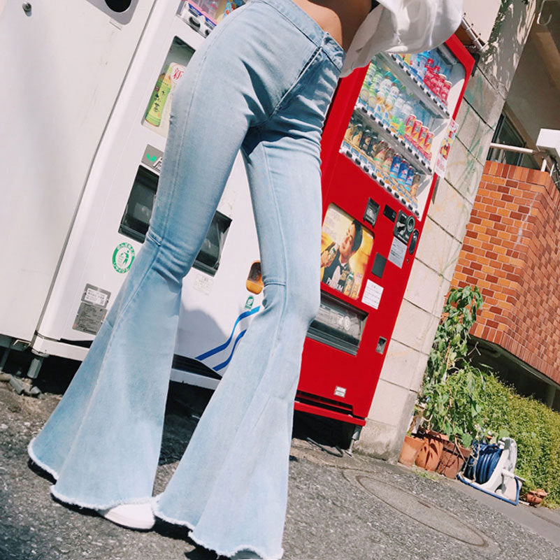 High Waist Stretch Denim Flare Jeans