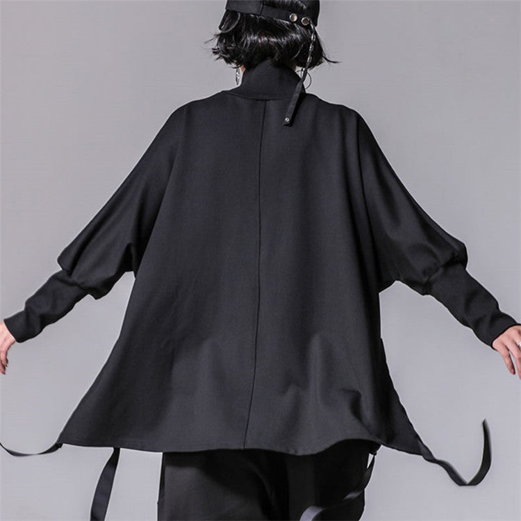 Comfortable Loose Fit Long Sleeve Turtleneck Top with Pockets