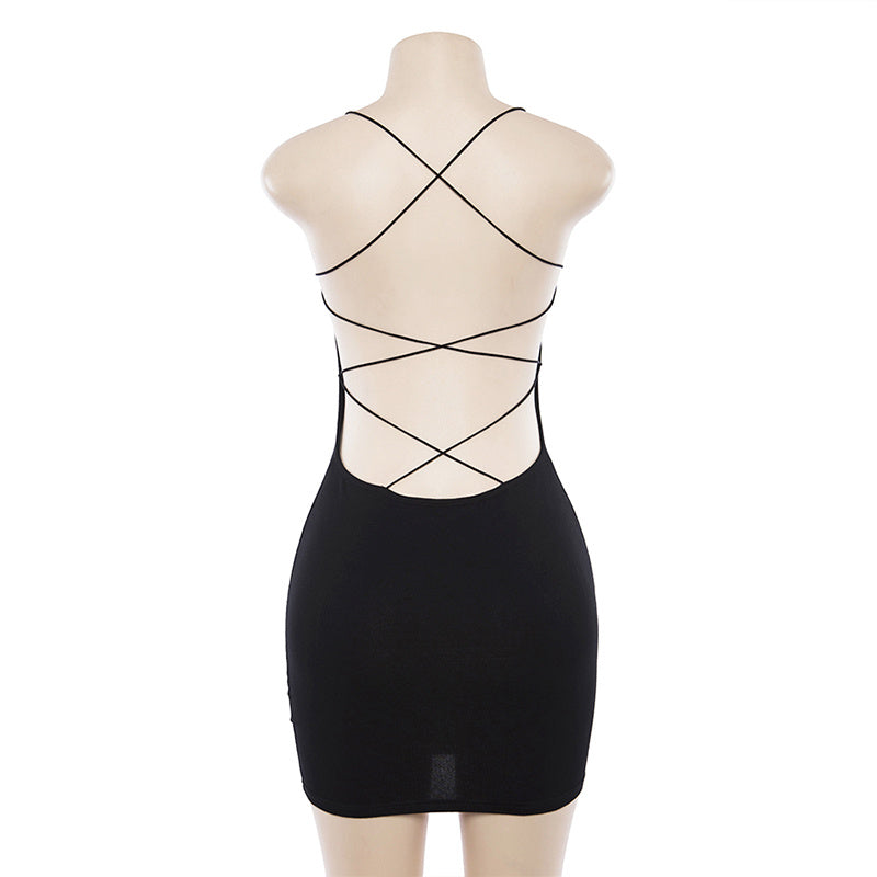 Chic Bodycon Mini Dress with Open Back and Delicate Adjustable Straps
