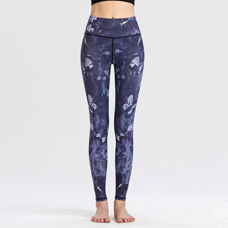 High Waist Printed Yoga Leggings with Moisture Wicking Fabric