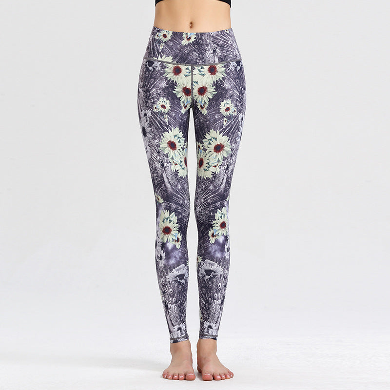 High Waist Printed Yoga Leggings with Moisture Wicking Fabric