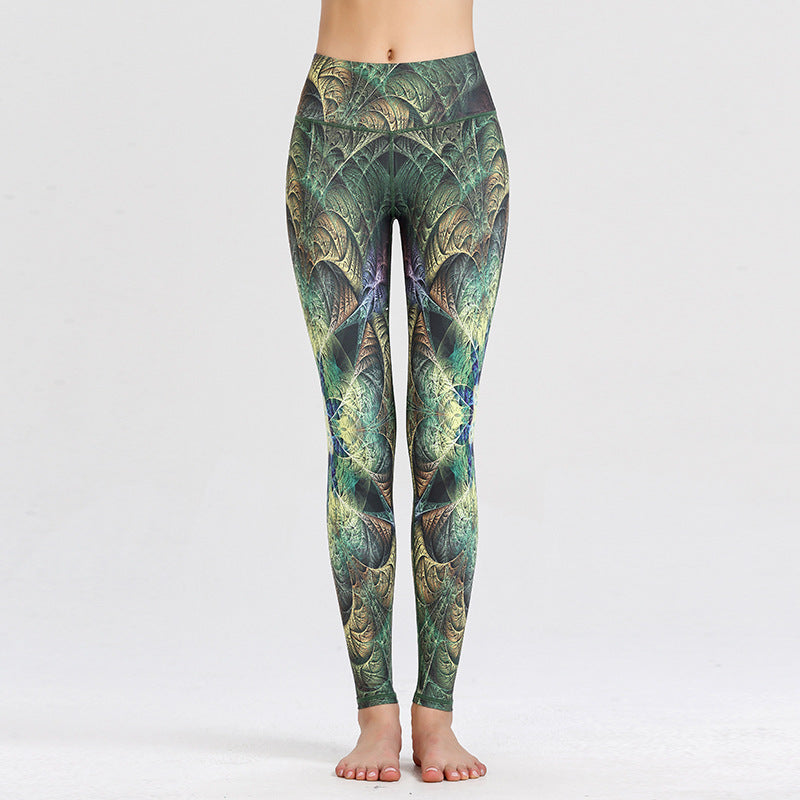 High Waist Printed Yoga Leggings with Moisture Wicking Fabric