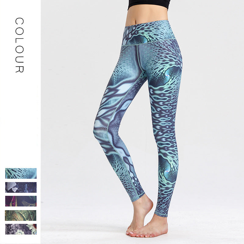 High Waist Printed Yoga Leggings with Moisture Wicking Fabric