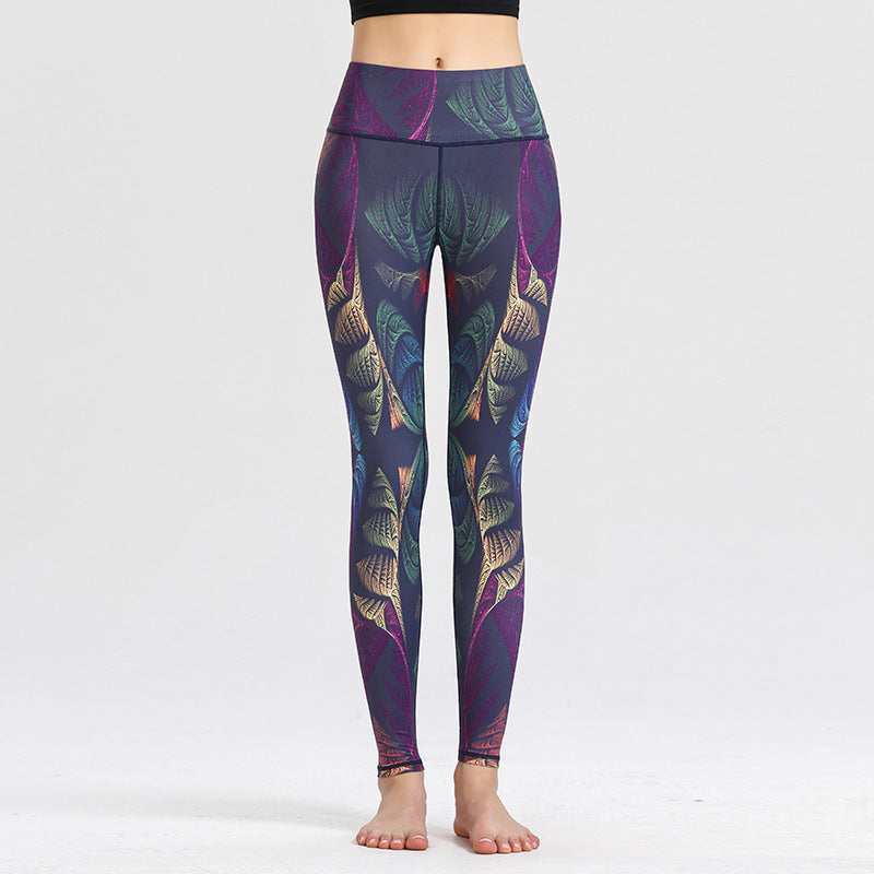 High Waist Printed Yoga Leggings with Moisture Wicking Fabric