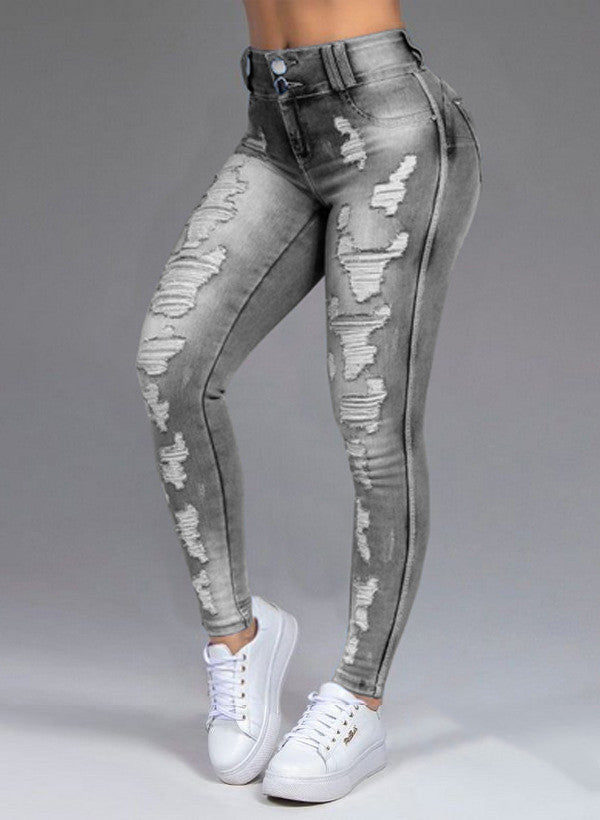 Women's Ripped Mid-Rise Stretch Skinny Jeans