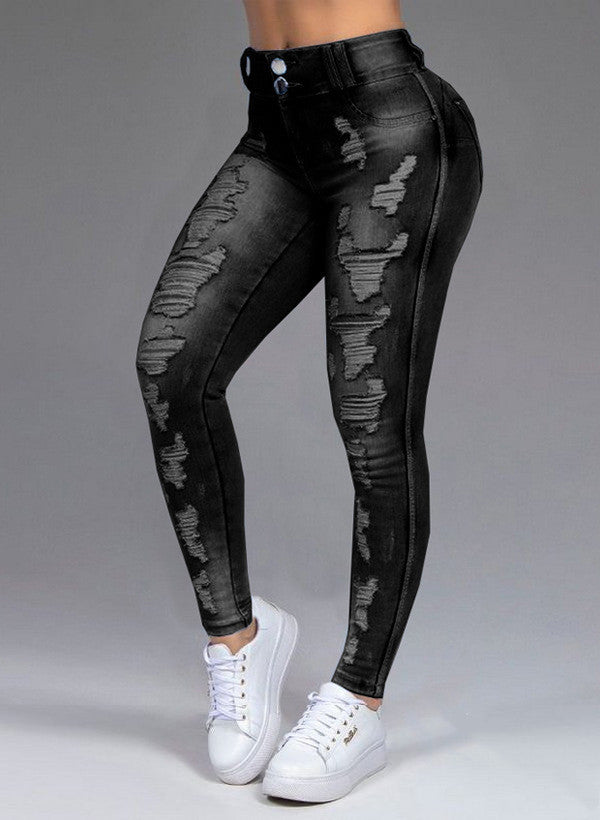 Women's Ripped Mid-Rise Stretch Skinny Jeans